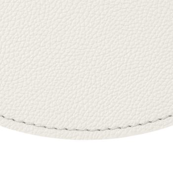 Tapis de Souris Rond Apollo en Cuir Véritable Blanc - cm 23x23 - Antidérapant et Coutures Périmétriques 2