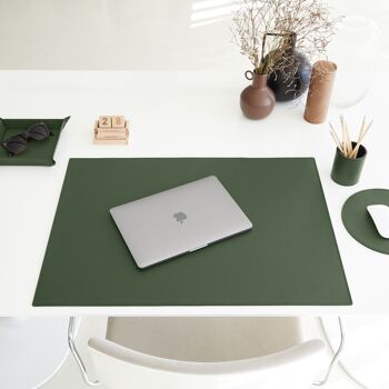 Tapis de souris rond Apollo en cuir véritable vert - cm 23x23 4