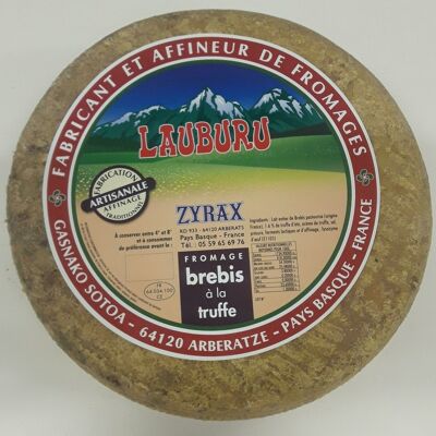 Tomme of artisanal sheep cheese rubbed with walnut liqueur from the Basque Country - LAUBURU-ZYRAX
