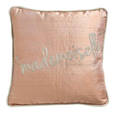 Cojín de seda salvaje rosa coral "Mademoiselle" - Telas de salón