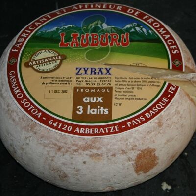 Tomme artisanale 3 laits vache-chèvre-brebis du Pays Basque Lauburu Zyrax
