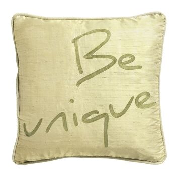 Coussin en Soie Sauvage Beige Doré "Be unique" – Lounge Fabrics 1