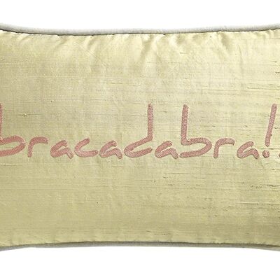 Golden Beige Wild Silk Cushion "Abracadabra" - Lounge Fabrics
