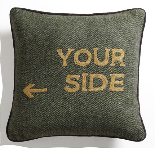 Coussin en Tweed Vert Feuillage "Your Side" – Lounge Fabrics
