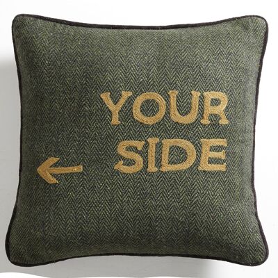 Cuscino in tweed verde fogliame "Your Side" - Tessuti per lounge