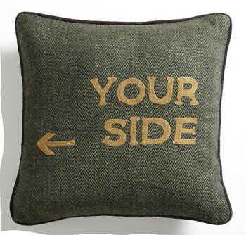 Coussin en Tweed Vert Feuillage "Your Side" – Lounge Fabrics 1