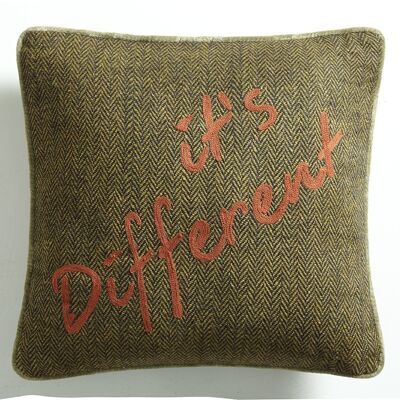 Cojín de tweed con curry amarillo "It's Different" - Lounge Fabrics