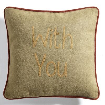 Beiges Flanellkissen "With You" - Loungestoffe