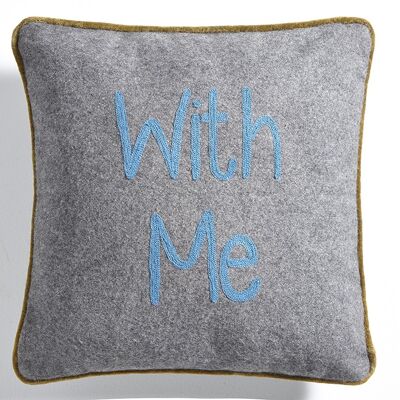 Charcoal Gray Flannel Cushion "With Me" - Lounge Fabrics