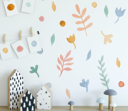 Pastel Leaves Wall Stickers
