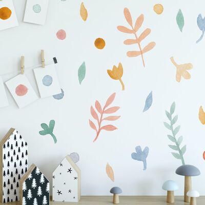 Pastel Leaves Wall Stickers