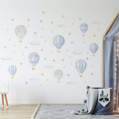 Blue Hot Air Baloons Wall Stickers