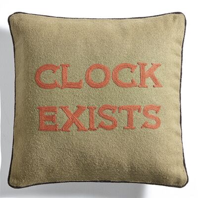 Beige Flannel Cushion "Clock exists" - Lounge Fabrics