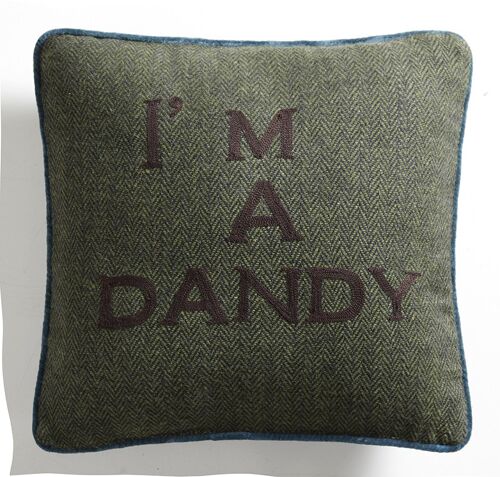Coussin en Tweed Vert Feuillage "I am a Dandy" – Lounge Fabrics