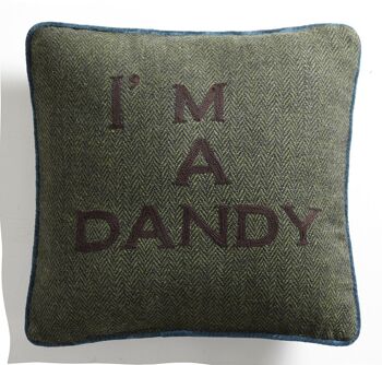 Coussin en Tweed Vert Feuillage "I am a Dandy" – Lounge Fabrics 1