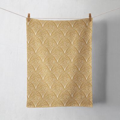 Gold and White Contemporary Design Tea Towel, Dish Towel Kitchen Towel