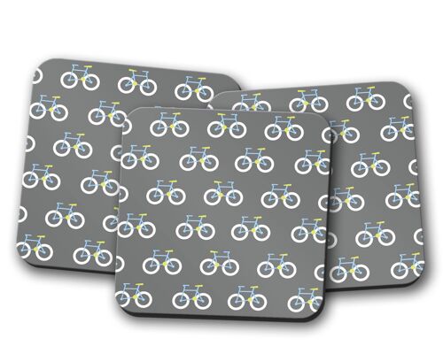 Grey Coaster with a Bicycle Design, Table Decor Drinks Mat