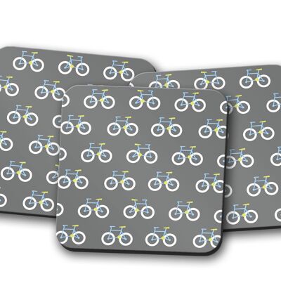 Grey Coaster with a Bicycle Design, Table Decor Drinks Mat