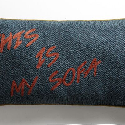 Coussin en Tweed Bleu Lagon "This is my sofa" – Lounge Fabrics