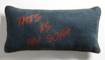 Coussin en Tweed Bleu Lagon "This is my sofa" – Lounge Fabrics 1