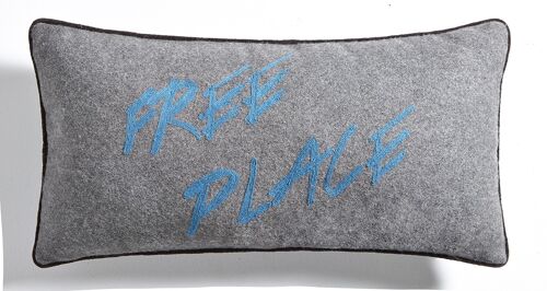 Coussin en Flanelle Gris Charbon "Free place" – Lounge Fabrics