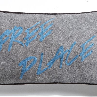 Coussin en Flanelle Gris Charbon "Free place" – Lounge Fabrics