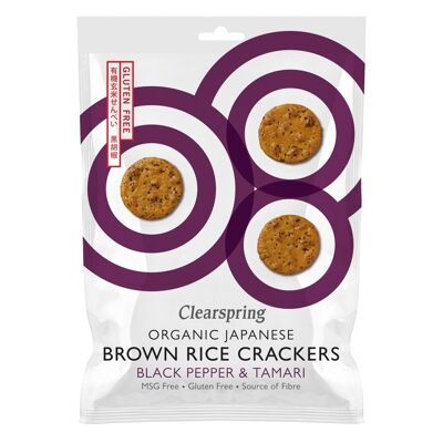 Bio-Cracker aus braunem Reis - schwarzer Pfeffer und Tamari 40 g - FR-BIO-09