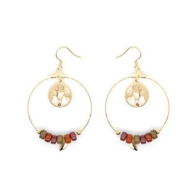 Flora wood and gold earrings