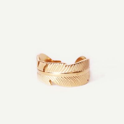 Heka anello foglia d'oro | Gioielli fatti a mano in Francia