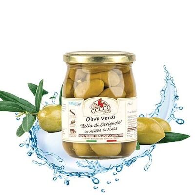 Olive Verdi Giganti "Bella di Cerignola" in Acqua di Mare