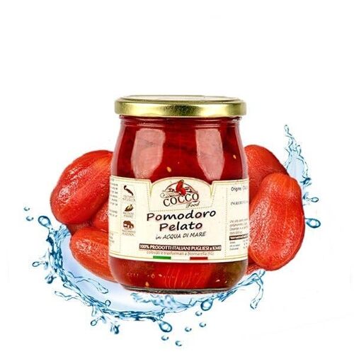 Pomodoro pelato a mano in Acqua di Mare - Ideale per Pasta