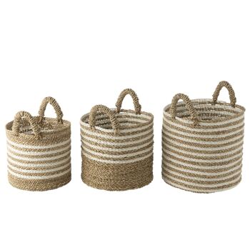 SET 3 PANIER RAYE RAFFIA BLANC/NATUREL 3