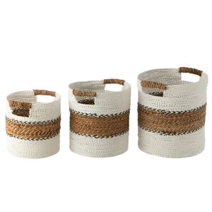 SET 3 PANIER LAURA RAFFIA BLANC/NATUREL