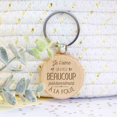 Wooden keyring - I love you madly