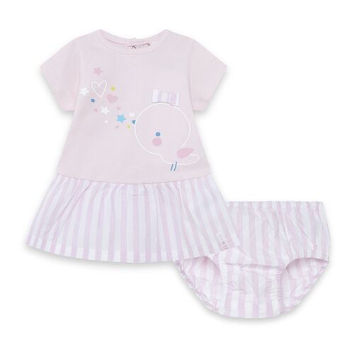 Vestido punto y popelín manga corta rayas rosa recien nacido niña so cute - 11329896