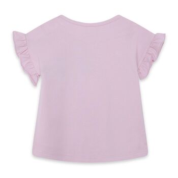 T-shirt manches courtes à volants rose pour fille tahiti - 11329855 2