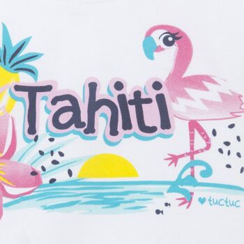 Débardeur blanc avec texte et nœud pour fille tahiti - 11329847 3