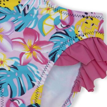 Trikini rose imprimé fleurs tropicales pour fille tahiti - 11329838 3