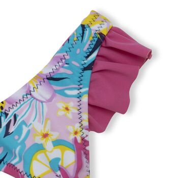 Trikini rose imprimé fleurs tropicales pour fille tahiti - 11329838 4