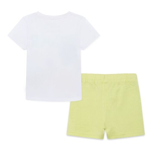 Camiseta manga corta blanca leopardo y bermuda punto amarilla niño in the jungle - 11329147