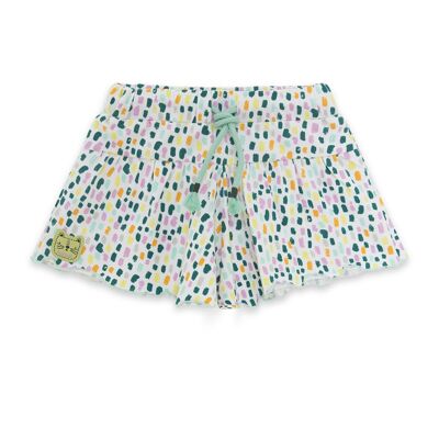 Shorts bianchi in maglia con stampa a pois colorati per bambina nella giungla - 11329693