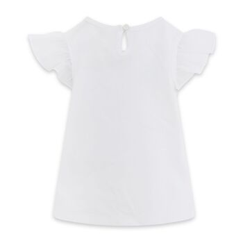 T-shirt sans manches à volants blanc fille dans la jungle - 11329678 1