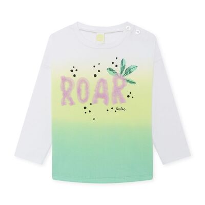 Camiseta manga larga blanca degradado verde niña in the jungle - 11329675