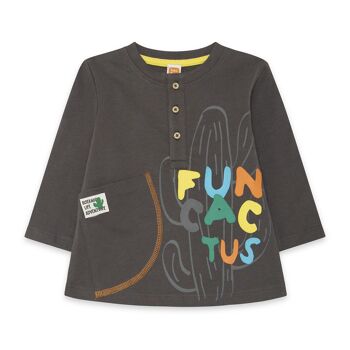 T-shirt cactus manches longues garçon marron funcactus - 11329547 1