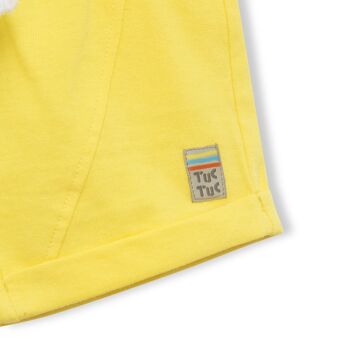 Ensemble t-shirt manches courtes garçon Funcactus marron et bermuda en maille jaune - 11329544 4