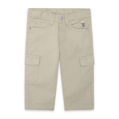 Pantalone beige in twill con tasche laterali per bambino funcactus - 11329538