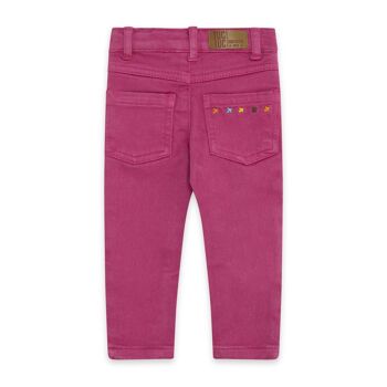 Pantalon sergé fille Funcactus coeurs fuchsia - 11329557 2