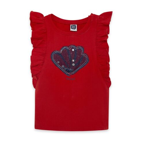 Camiseta sin mangas roja estrella lentejuelas y volantes niña red submarine - 11329812