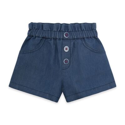 Shorts in twill blu navy con bottoni bambina rosso sottomarino - 11329809