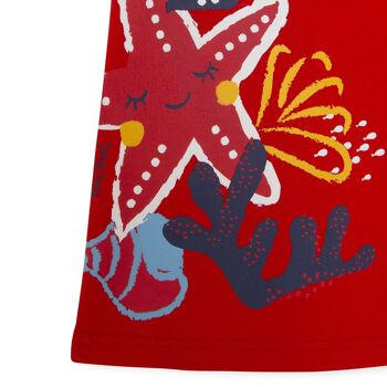 T-shirt manches courtes étoile de mer rouge fille sous-marin rouge - 11329807 3